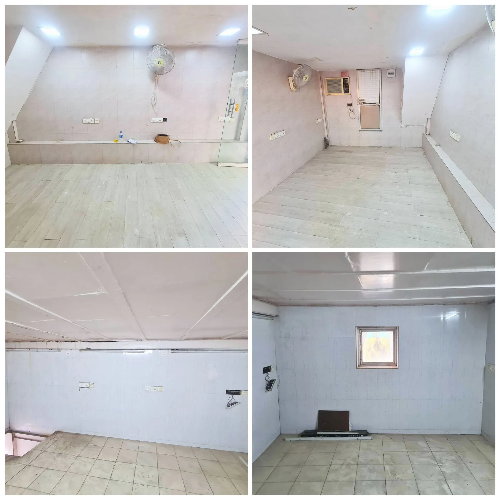 The space before work began: bare walls and floor